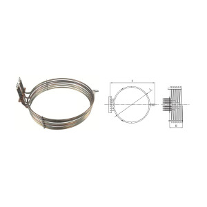 İnoksan Kombi Fırın Rezistansı 41 cm 15000 Watt 380/230 Volt 3 Elemanlı Teknik Isısan R2075-1P