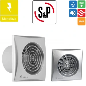 Soler & Palau Silent 100 CRZ Silver Renk Kanal 100mm m³/h 95 dB 26.5 Sessiz Tasarruflu Ortam Havalandırma Fanı AGMair agm sp tasarruf