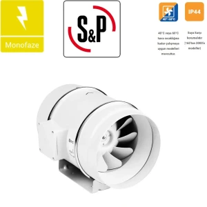 Soler & Palau TD 500/150 Plastik Yuvarlak Kanal Tipi Fan Ø 150mm 580 m³/h Sessiz Tasarruflu AGMair agm sp Havalandırma Fanı